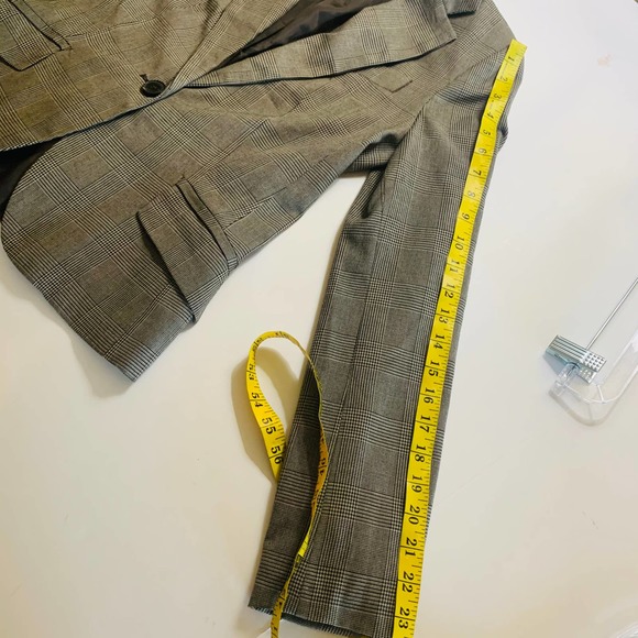 Zara Plaid Wool Blend Pleated Back Blazer Jacket M - Picture 6 of 7